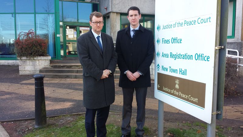 Mark and Gregg McClymont MP express their anger at the loss of Cumbernauld's JP Court.