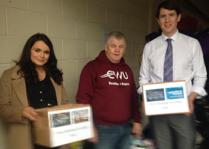 Mark and his wife Stephanie join Hugh Gaffney from the CWU at the Wishaw to Calais Project