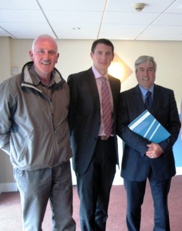 Mark and Councillor Barry McCulloch welcome Iain Gray MSP to Cumbernauld to discuss his Bus Regulation Bill.