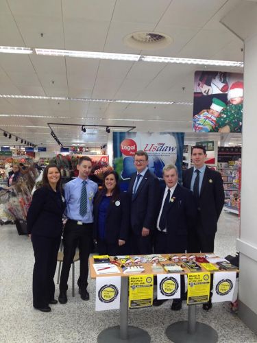 Mark joins Gregg McClymont MP and staff and managers at Tesco Craigmarloch for the Freedom From Fear Campaign