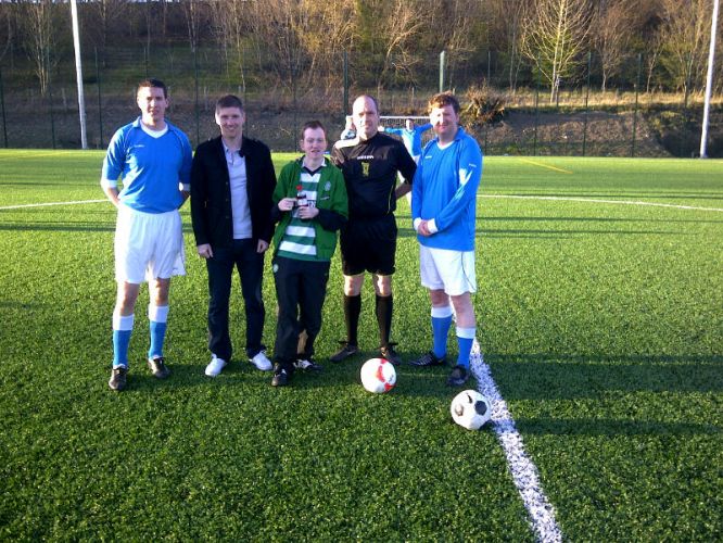 Mark and Gregg McClymont MP welcome former Celtic defender Mark Wilson to the new Croy Sports Hub