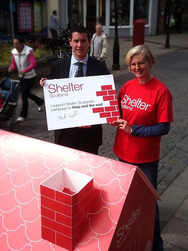 Mark campaigns with Shelter in Falkirk Main Street