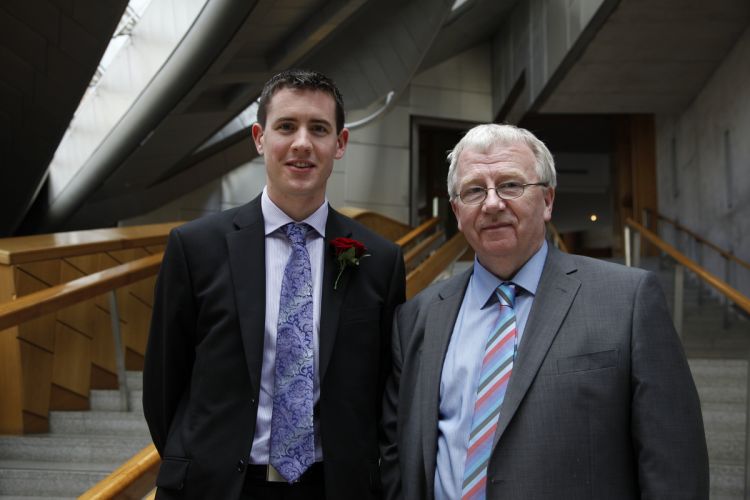 Mark and David Johnstone, retired teacher from Greenfaulds High, and Mark's special guest at the Royal Opening of Parliament