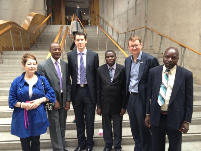 Mark and Gregg McClymont MP welcome a delegation of teachers from Malawi